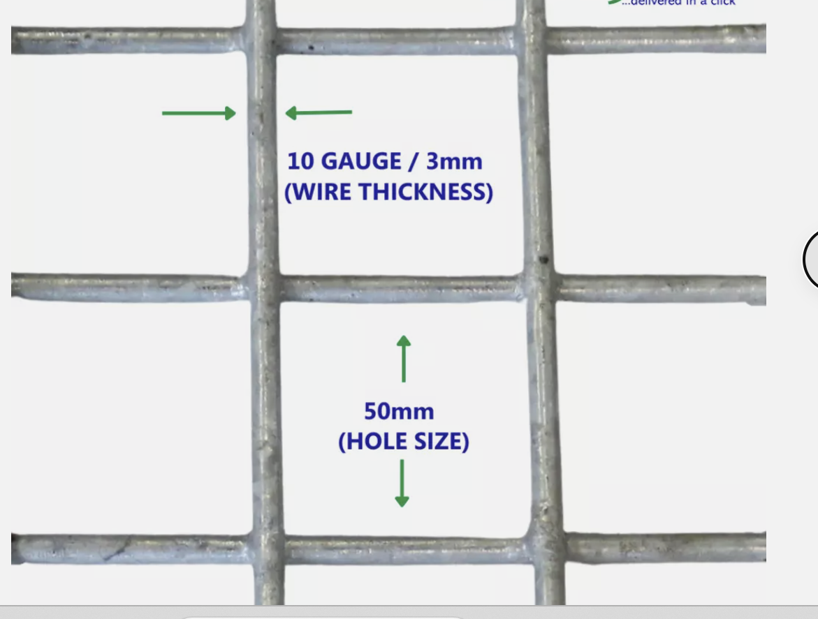 Galvanised Gabion Cages 10 Gauge 3mm 50mm Hole