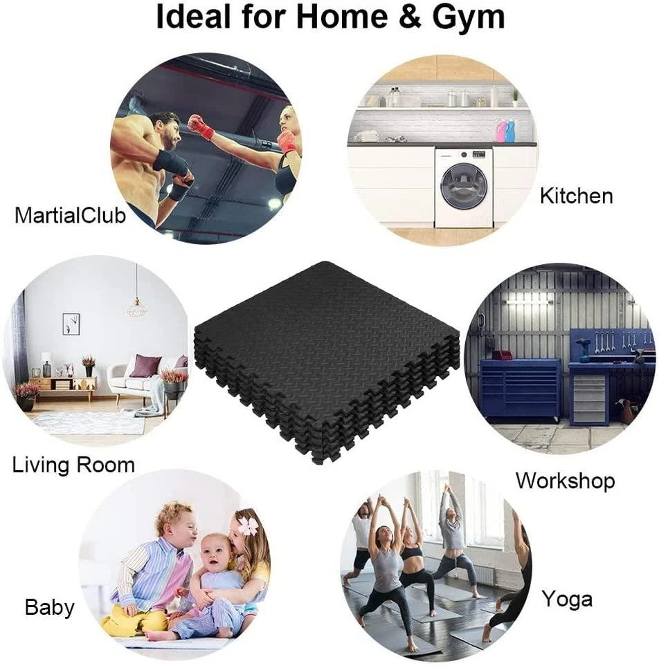 EVA Interlocking Gym Yoga Floor Mats  60x60cm (Packs of 4)