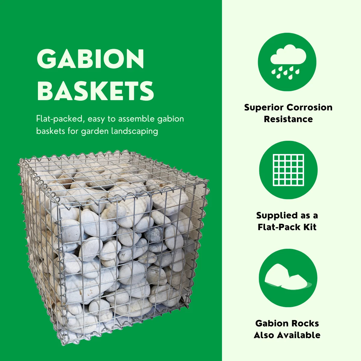 Galvanised Gabion Cages 10 Gauge 3mm 50mm Hole